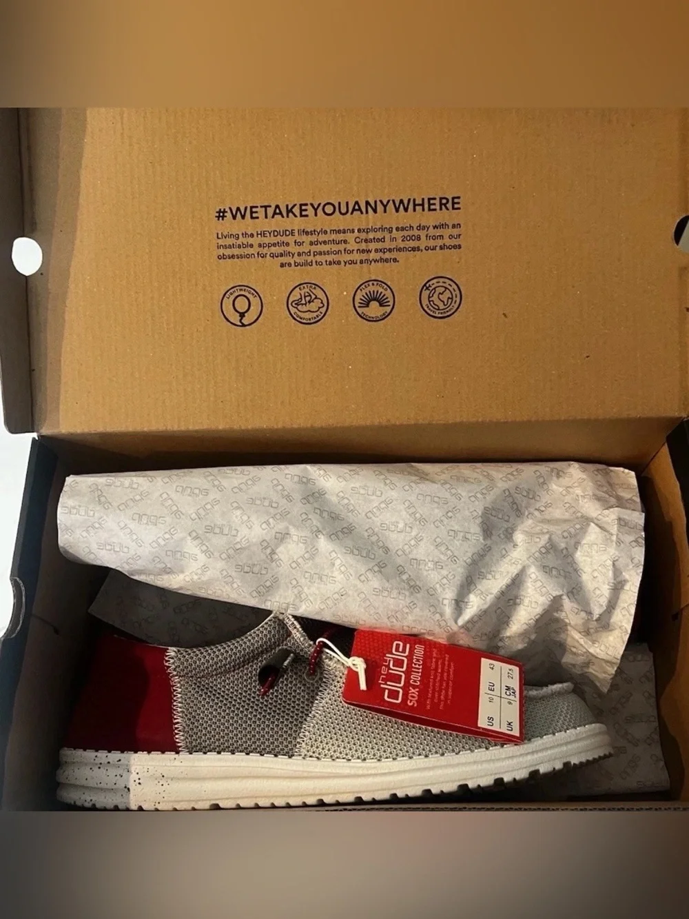 Hey Dude Grey Mesh Slip-On Loafers with Red Accent